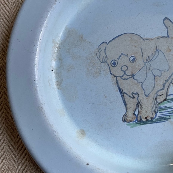 Rare Vintage Blue Enamel Dog Bowl - Picture 3 of 8